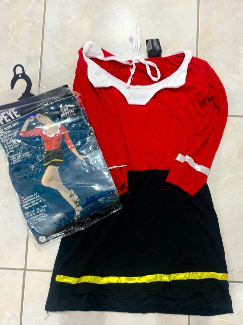 Woman’s Adult Olive Oyl Red and Black Sailor Dress Costume - Unbranded